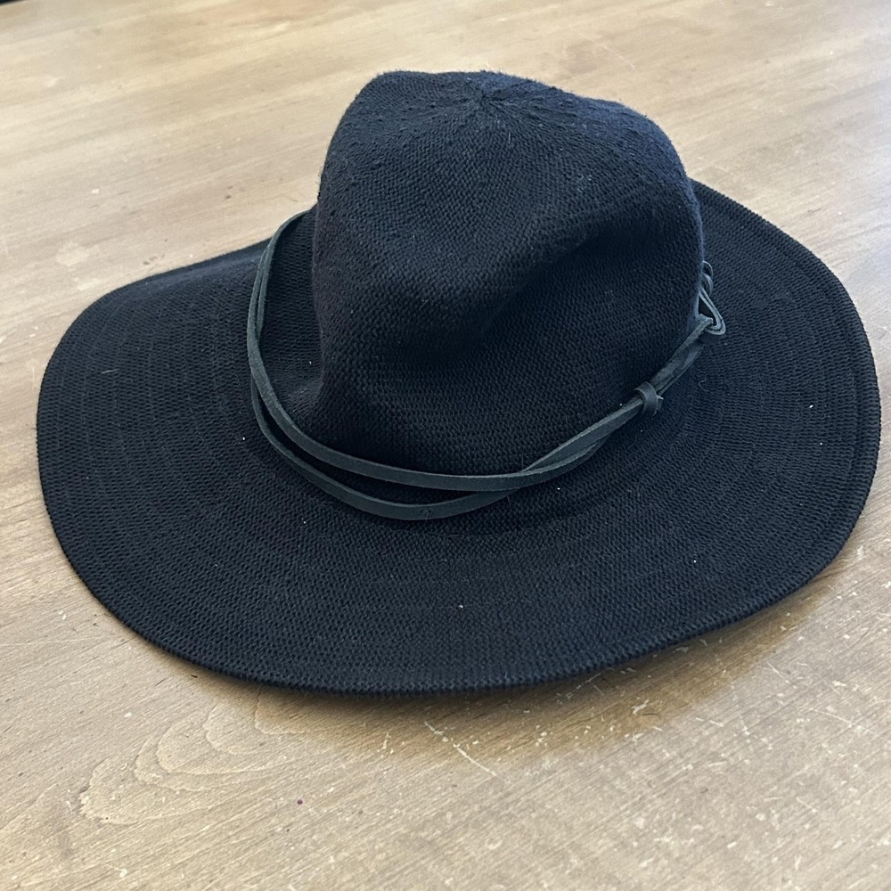 Anthropologie Hat Fedora Fitted Womens Black Wide Brim Floppy Boho Chic